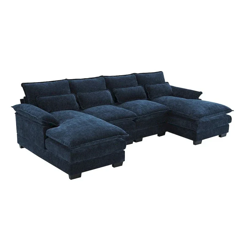 Modern U-shaped Sectional Sofa with Waist PillowsSleeper Sofa Couch with Chaise Lounge