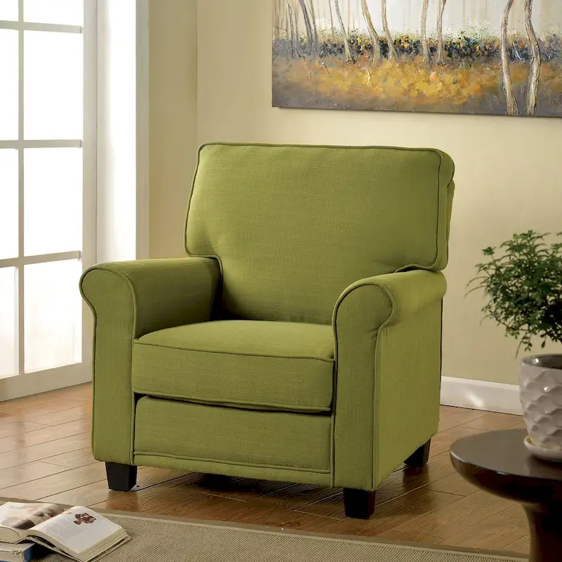 Charmayne Transitional Linen Padded Chair with Rolled Arms by Furniture of America
