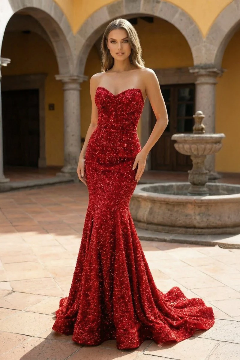 Mermaid Sweetheart Neck Sequins Prom Dress