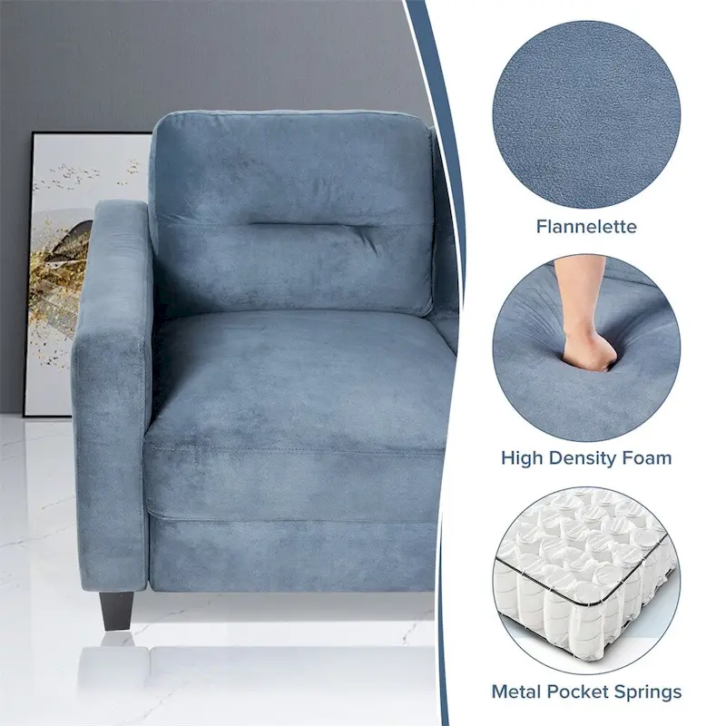Fabric Sofa with Wood Frame and Legs