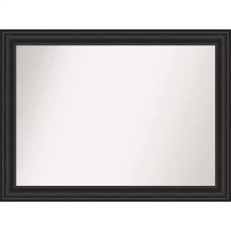 44" x 33" Non-Beveled Shipwreck Black Bathroom Wall Mirror - Amanti Art: Modern Rectangle, Wall Mount, Includes Hardware