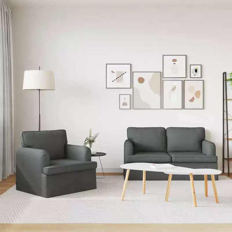 vidaXL Sofa Set 2 pcs Dark Grey 144 x 80 x 85 cm Fabric