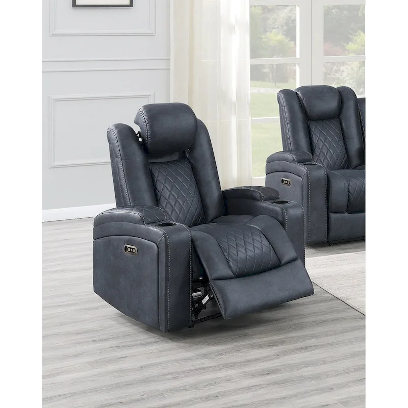 Power Recliner with Cup Holders and USB Charger - Single Seat