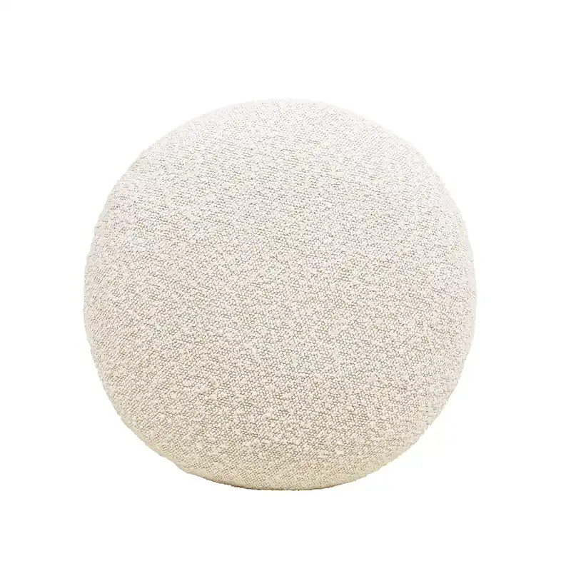 Cream Faux Sherpa Mushroom-Shaped Footstool Ottoman