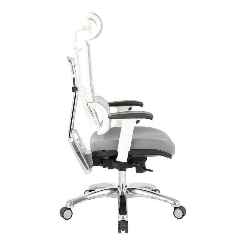 Grey Breathable Mesh Office Chair with Adjustable Lumbar Support & Headrest – 1-Person