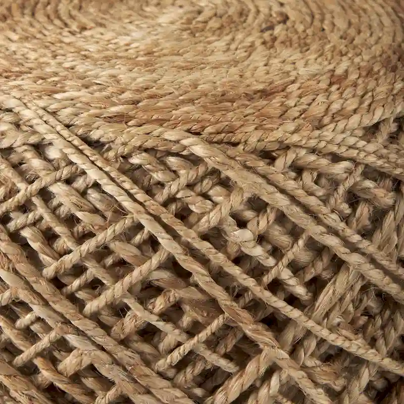 Mercana Allium Brown Woven Wool Round Pouf