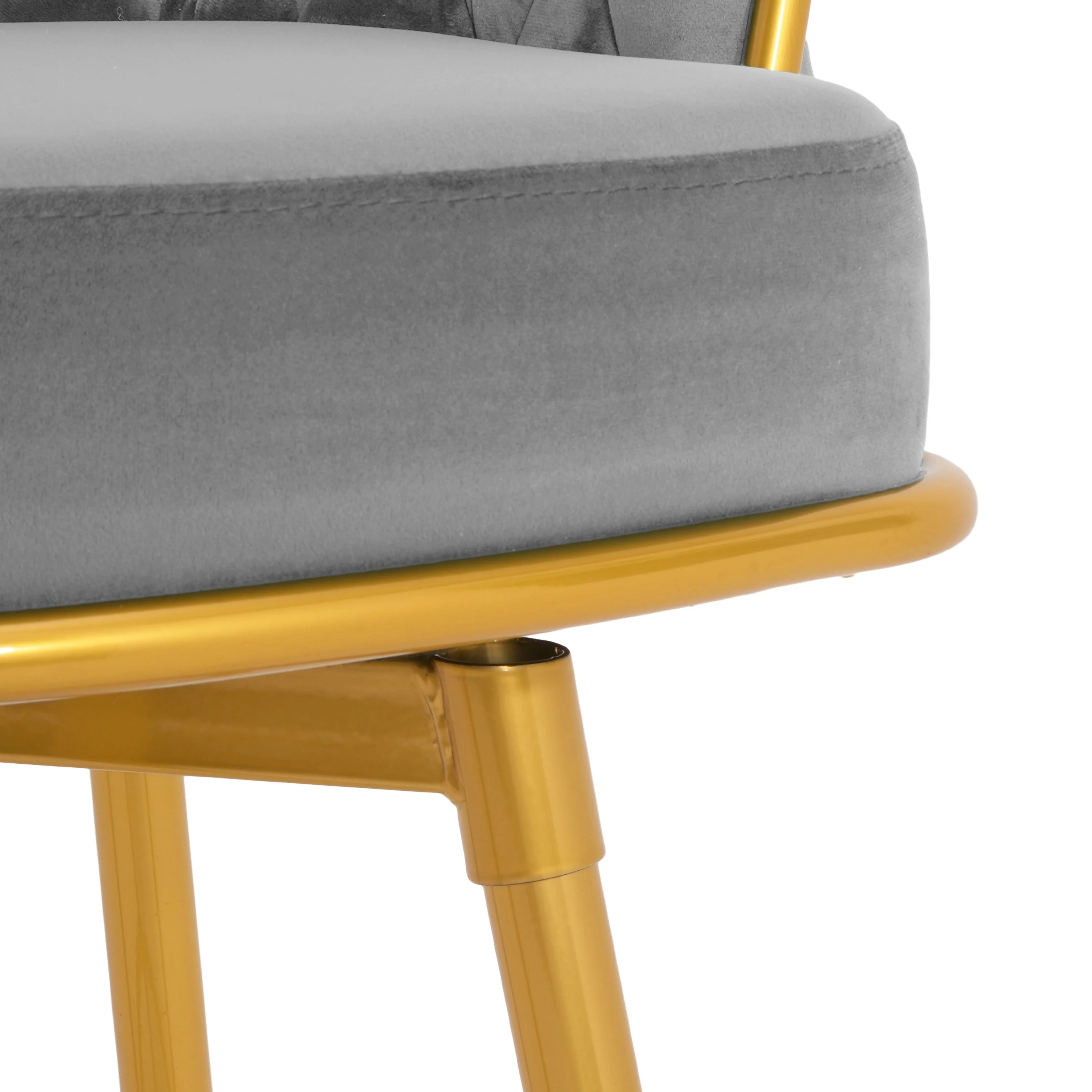 Set of 2 Velvet Swivel Bar Stools 180¡ã Gold Frame w/ Woven Back & Footrest