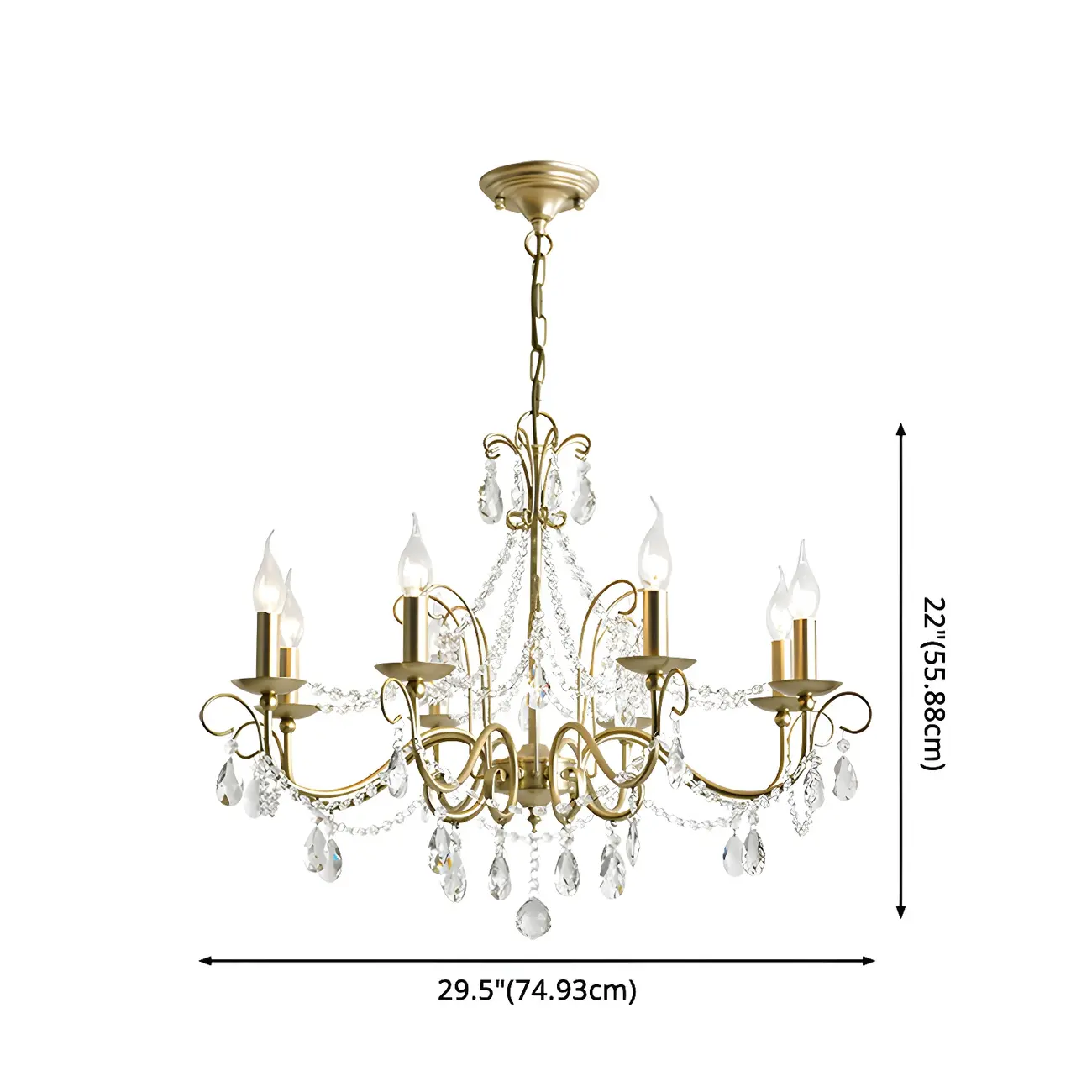 Gold Crystal Metal Elegant Classic Chandelier Light