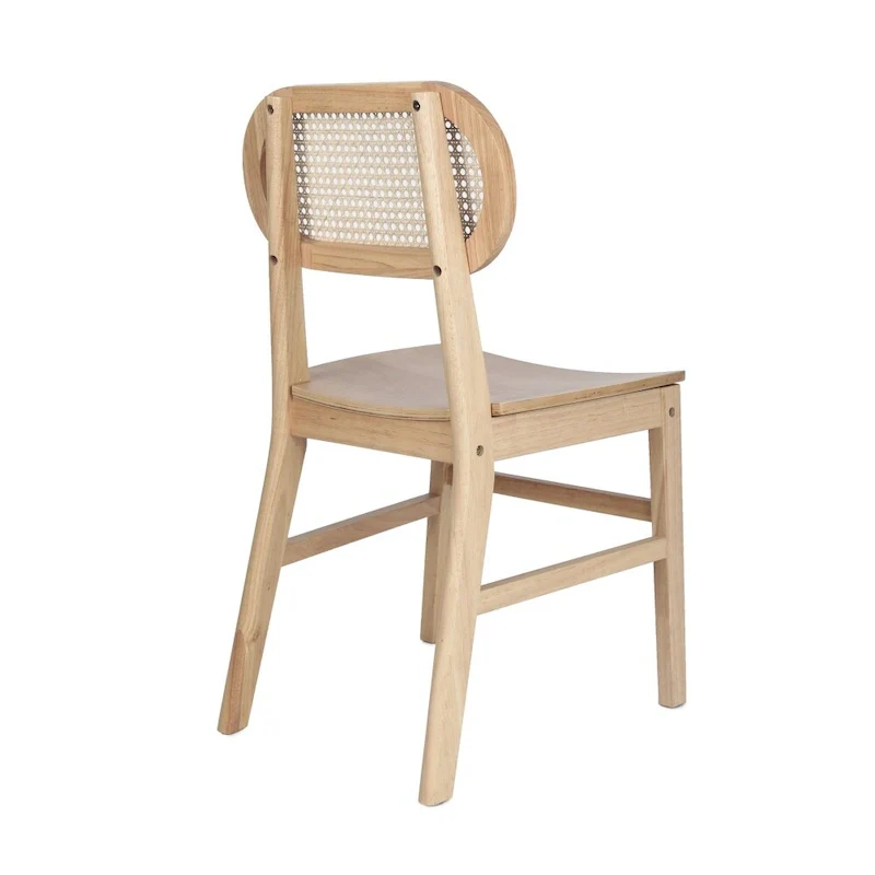 Set of 2 Cane Rattan Dining Chairs with Wood Frame