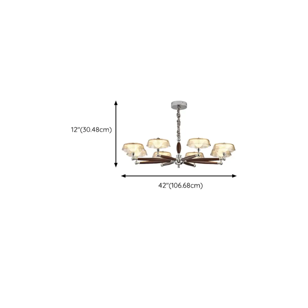 Brown Linear Wood Glass Modern Crystal Chandelier Light