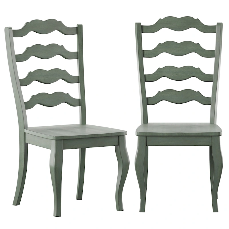 Ronda French Ladder Back Wood Dining Chairs (Set of 2)