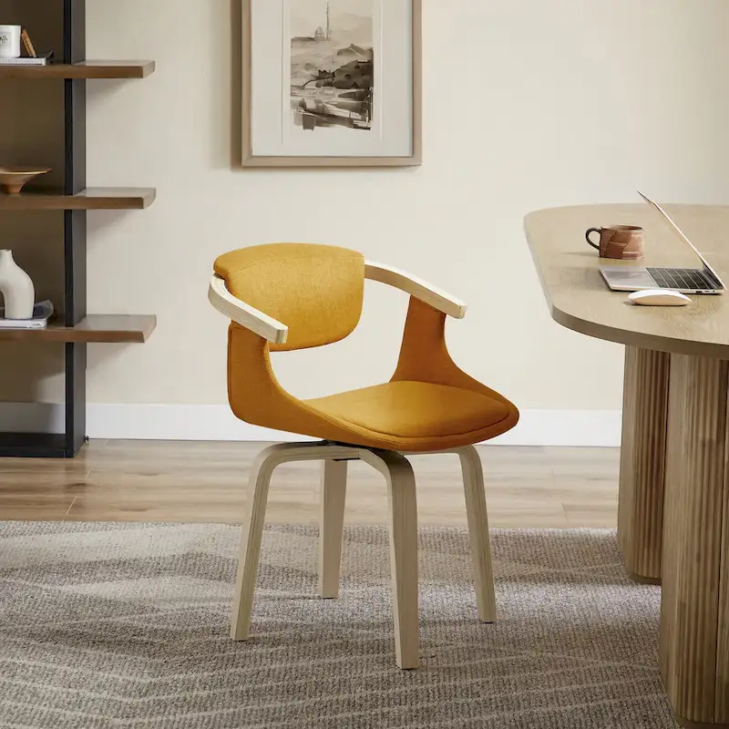 Swivel Upholstered and Wood Accent Chair