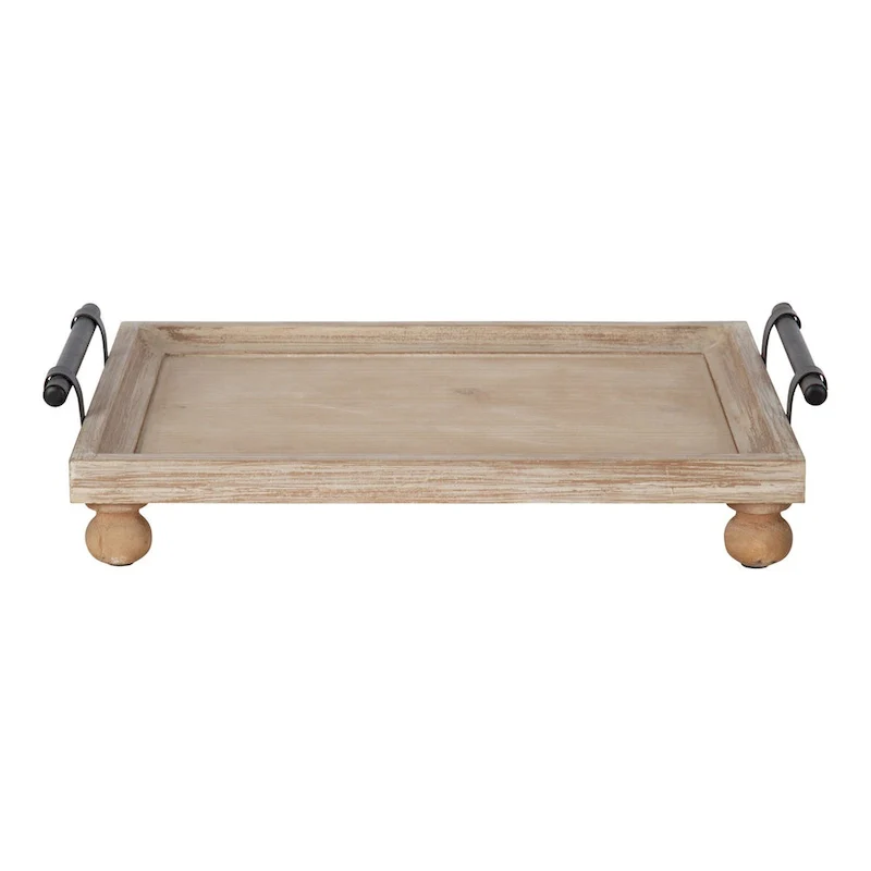 Kate and Laurel Bruillet Wooden Footed Tray - 12x16
