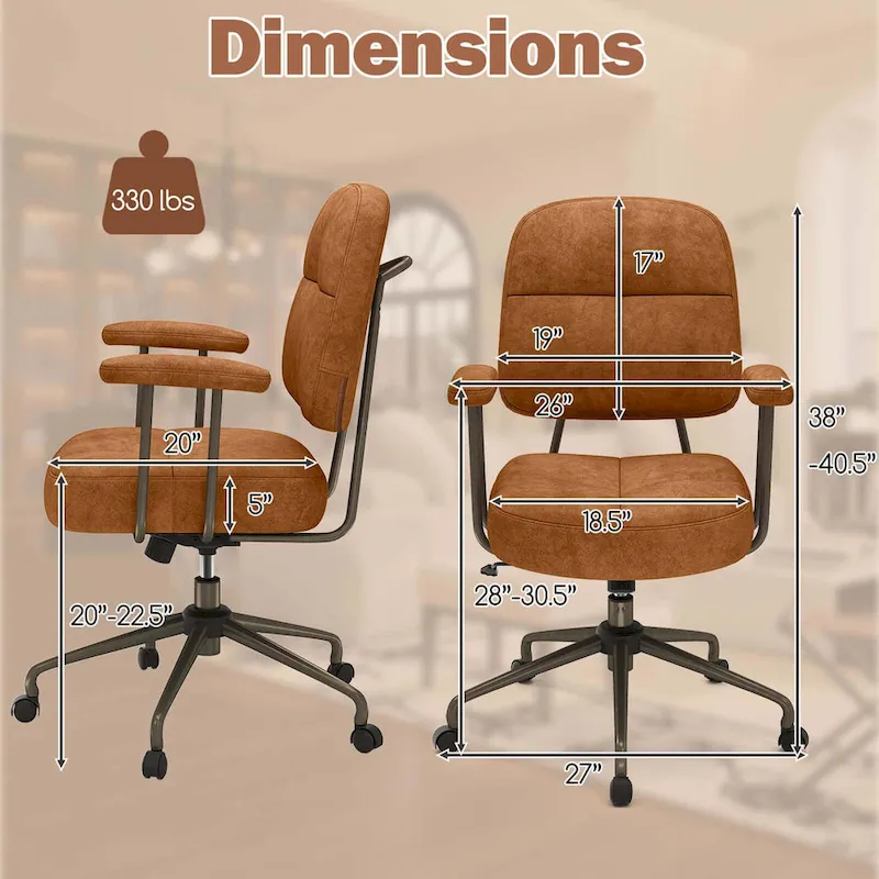 Costway Home Office Chair Leathaire Upholstered Task Chair with - See Details