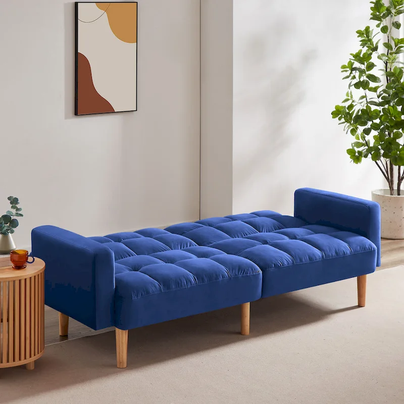 Velvet Convertible Sofa Bed - 3-Position Futon