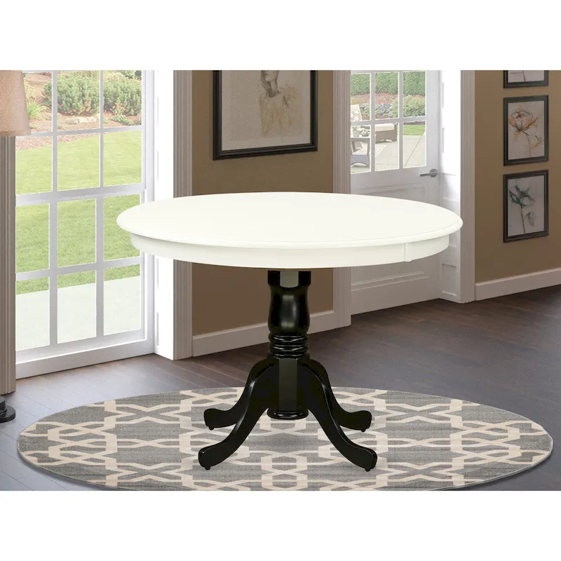 East West Furniture Hartland Kitchen Table - a Round Dining Table Top with Pedestal Base(Finish Options)