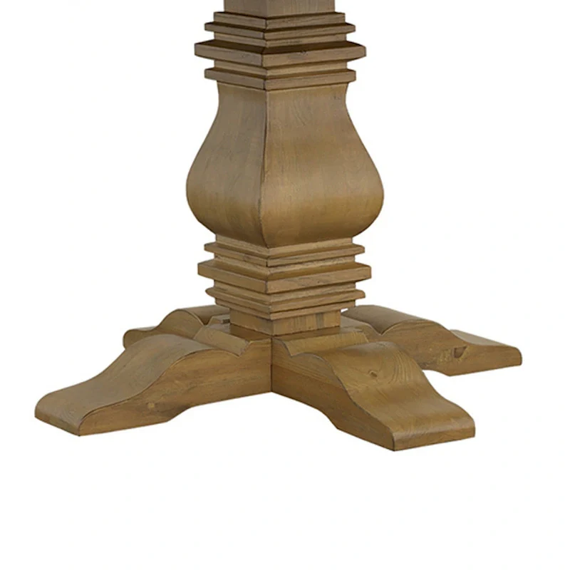 Som 60 Inch Round Dining Table, Cross Pedestal Base, Rustic Smoke Brown