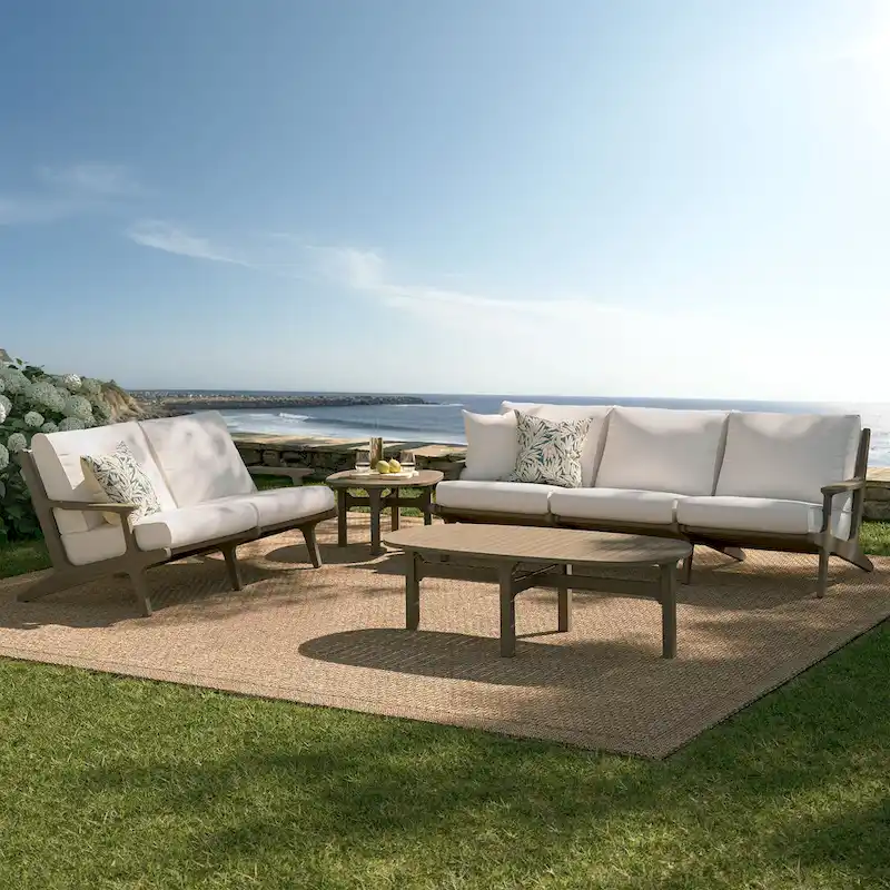 Saratoga 4-Piece Outdoor Patio Teak Wood Furniture Set