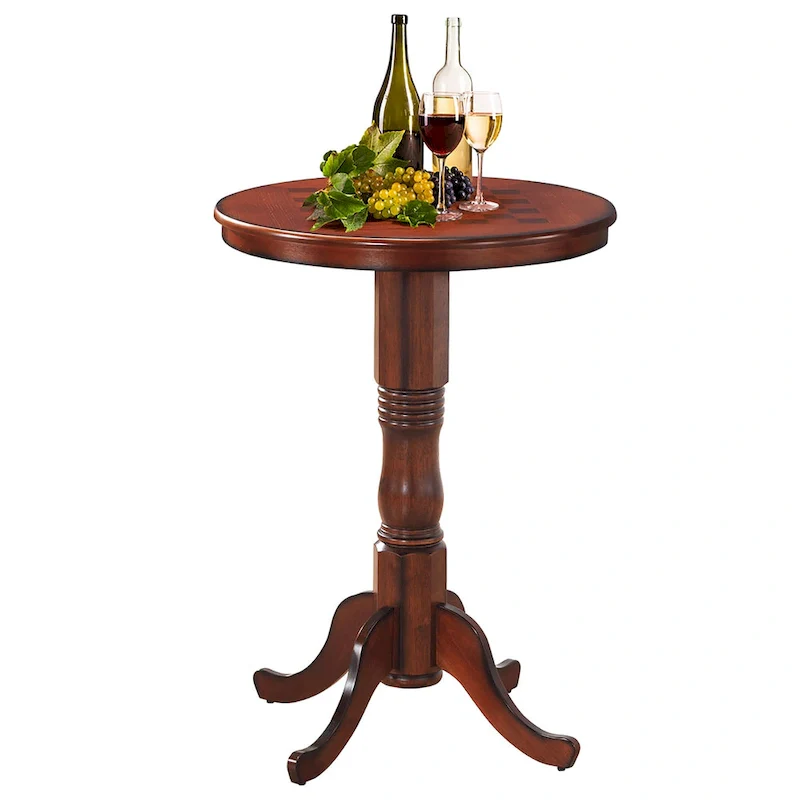 Round Pub Table with Chessboard Top - Pedestal Base (Chestnut)