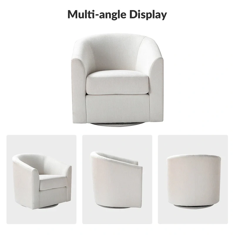 Cuenca Modern Upholstered Barrel Chair with Swivel Base