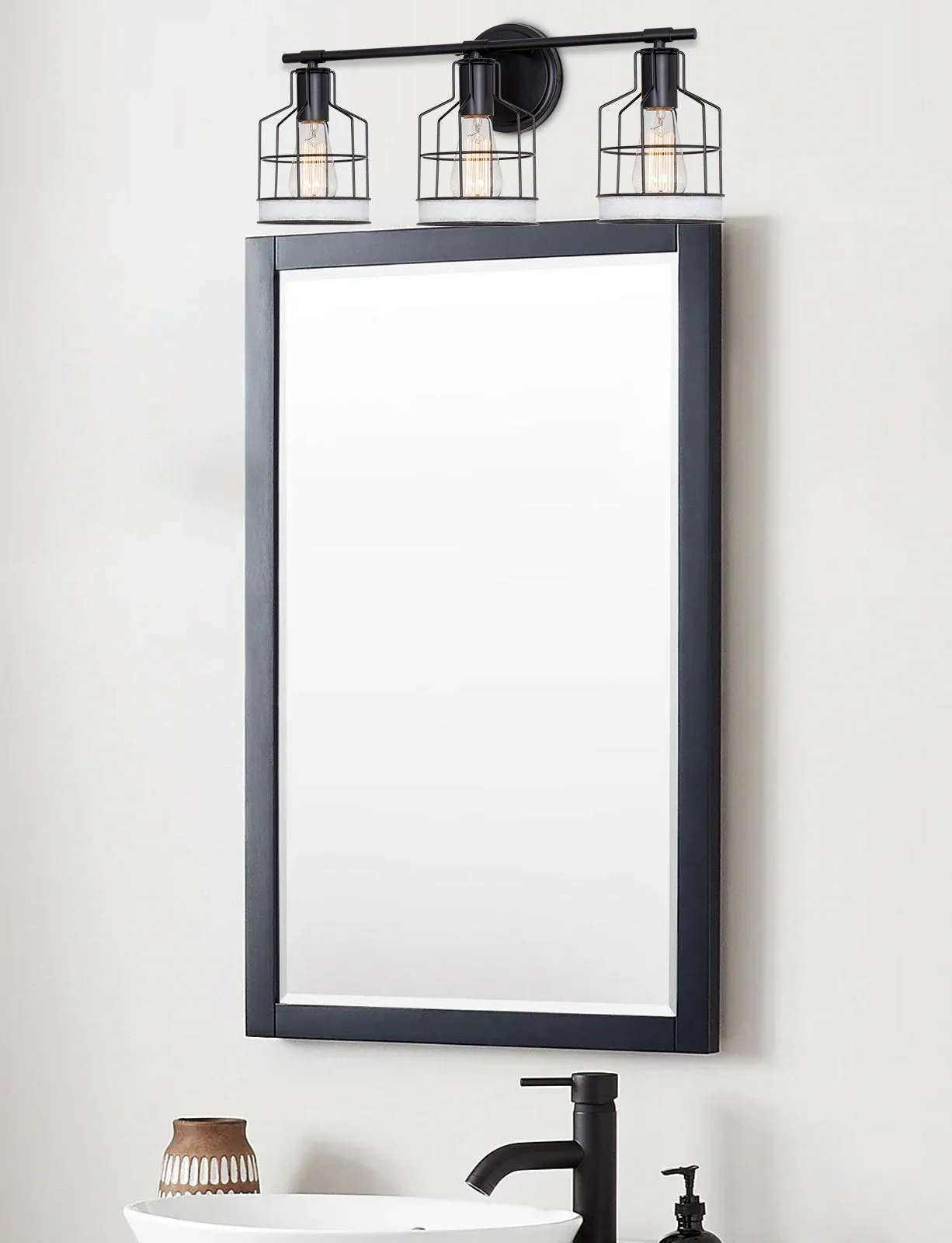 Halstead 23 3-Light Farmhouse Metal Cage Vanity / Bathroom Light