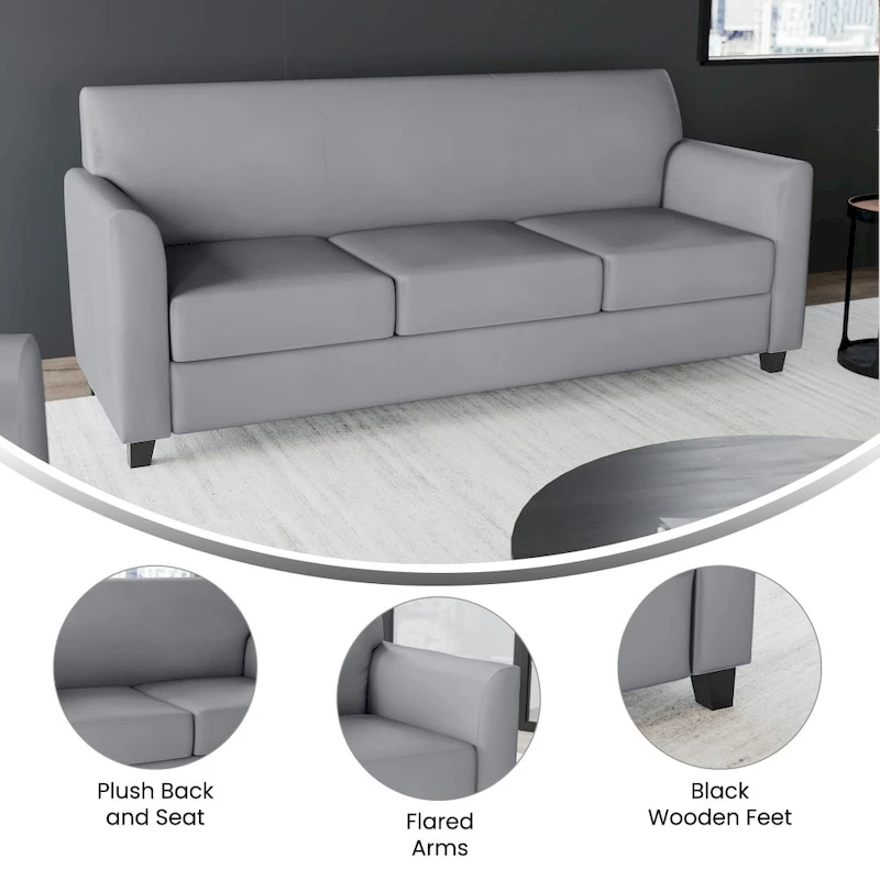 LeatherSoft Sofa with Clean Line Stitched Frame - 70W x 29D x 32.25H