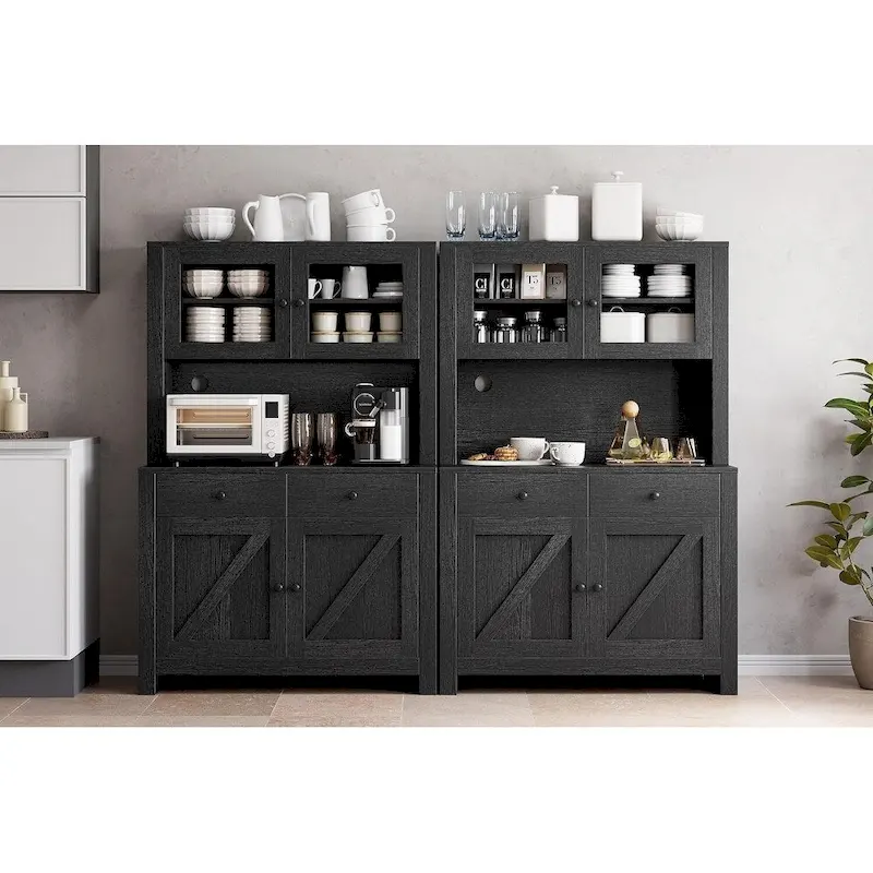 Kitchen Pantry Cabinet with Microwave Stand