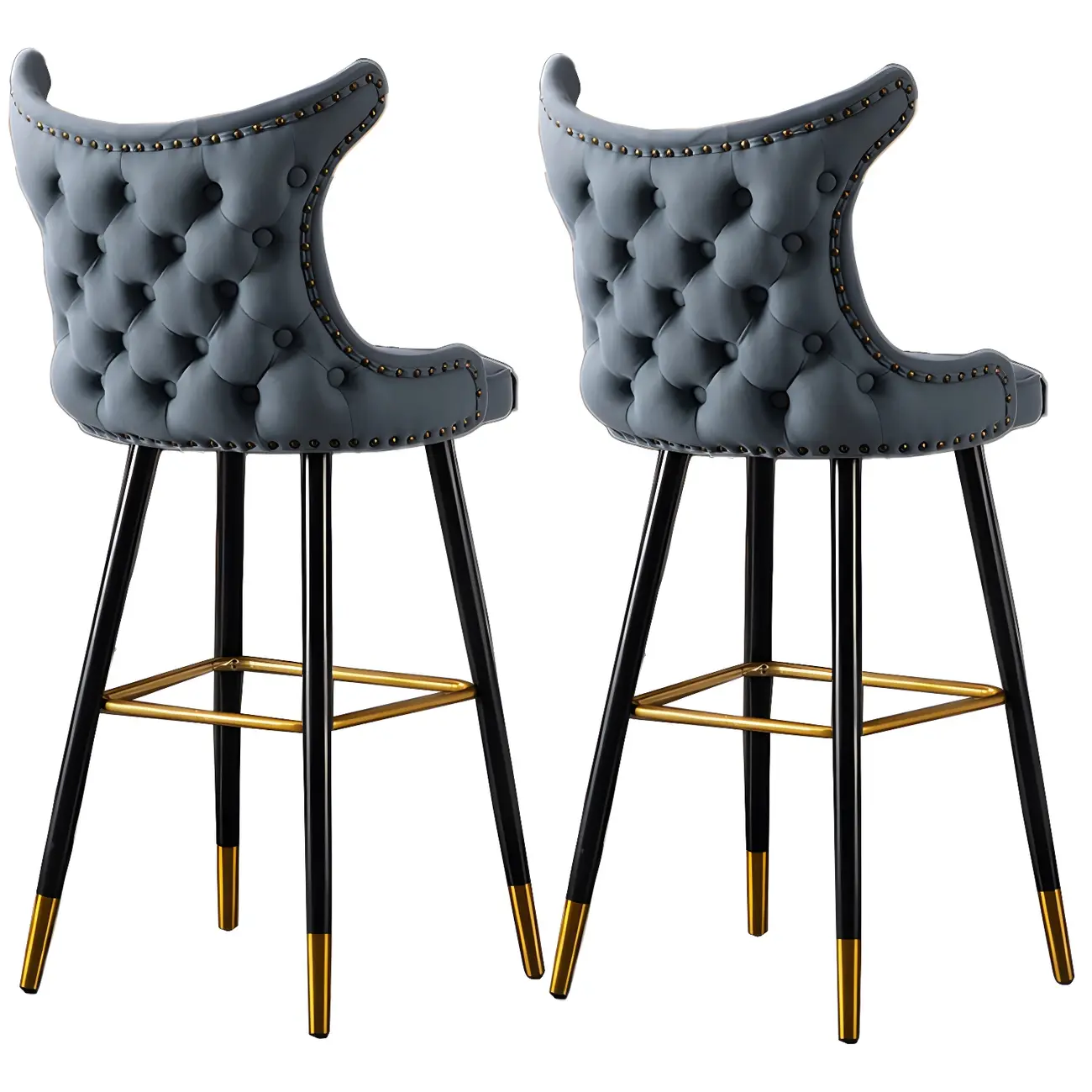 Velvet Upholstered Wingback Counter Height Bar Stools