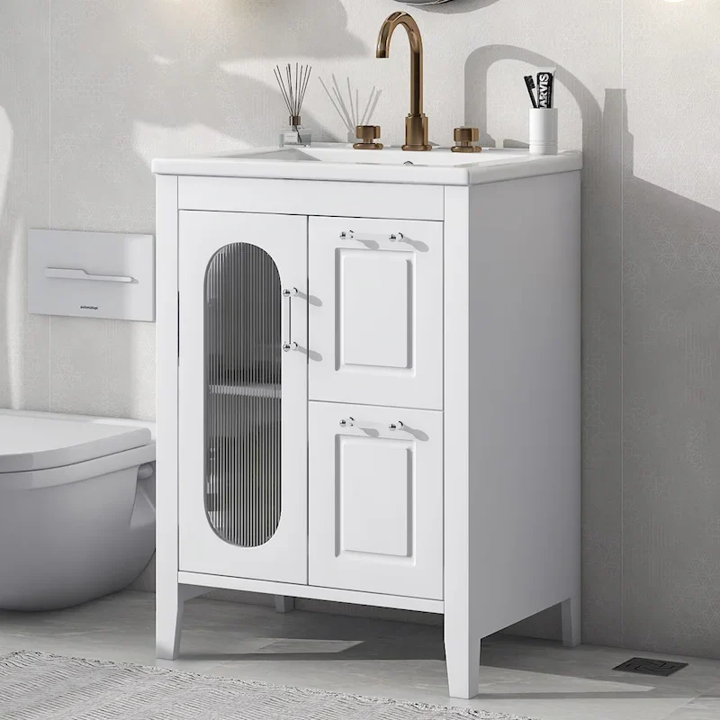 Bathroom Vanity Cabinet with Two Drawers and Door