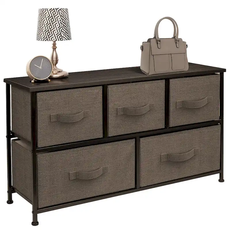Dresser w/ 5 Drawers Furniture Storage Chest for Home, Bedroom