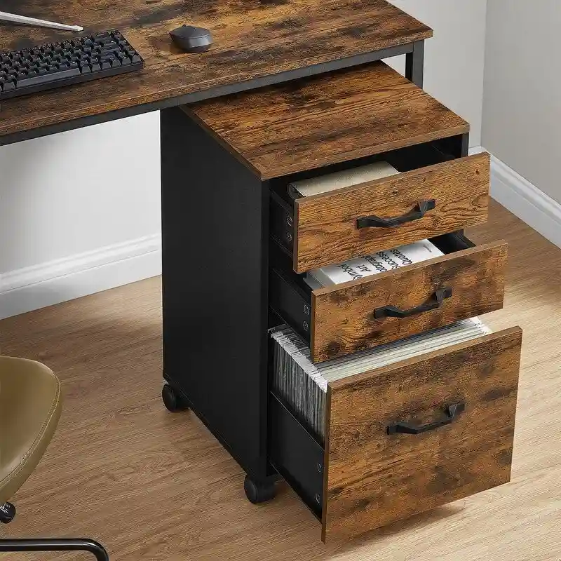 3 Drawer Wood Mobile File Cabinet