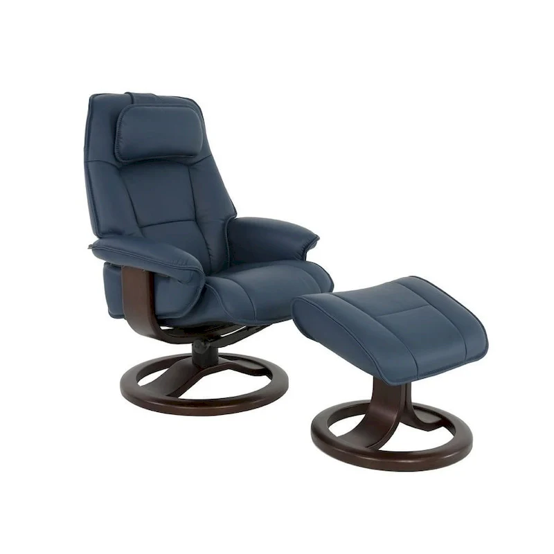 Admiral R Leather Recliner and Ottoman