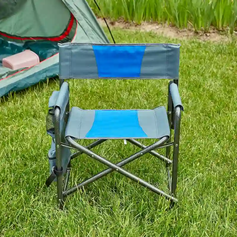 1-piece Padded Folding Outdoor Chair with Storage Pockets,Lightweight Oversized Directors Chair