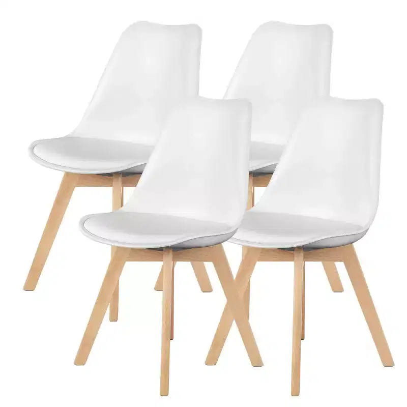 TUYOHW Armless Dining Chairs Set of 4,PU Leather Upholstered Kitchen Chairs with Wood Legs,Waterproof & Scratch-resistant Dininig Room Chairs