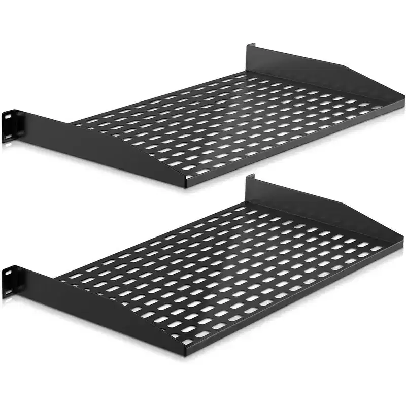 Pyle 1UX2 Server Rack Shelves - Universal Device Server Rack Mounting Tray - Black