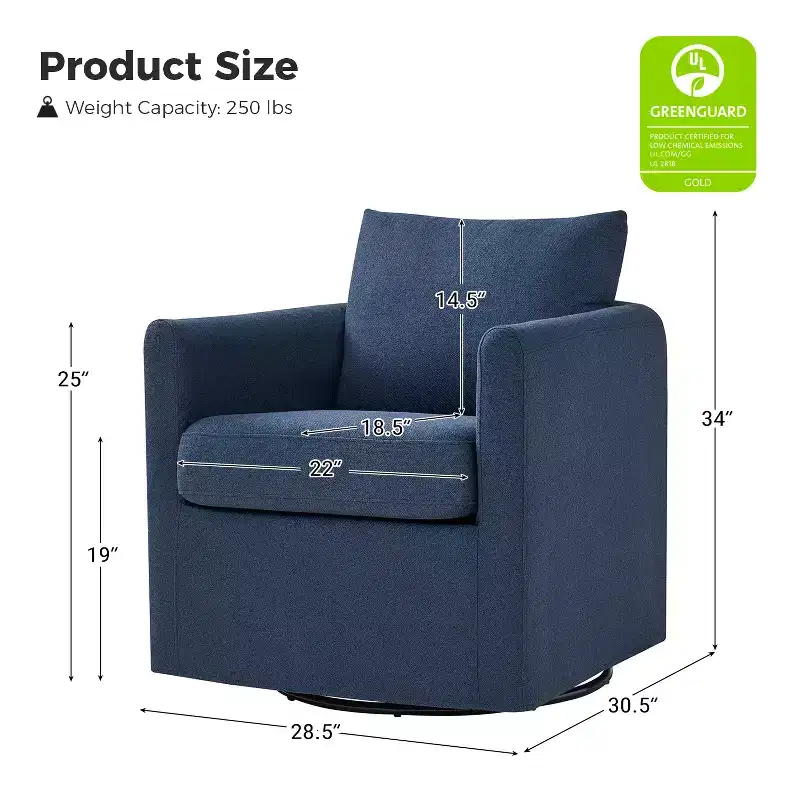 Bernhard Slipcovered Swivel Chair with textured fabric and flared armrests| HULALA HOME