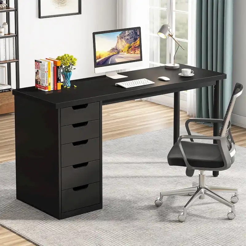 Modern Computer Desk Study Writing Table with 5 Drawers