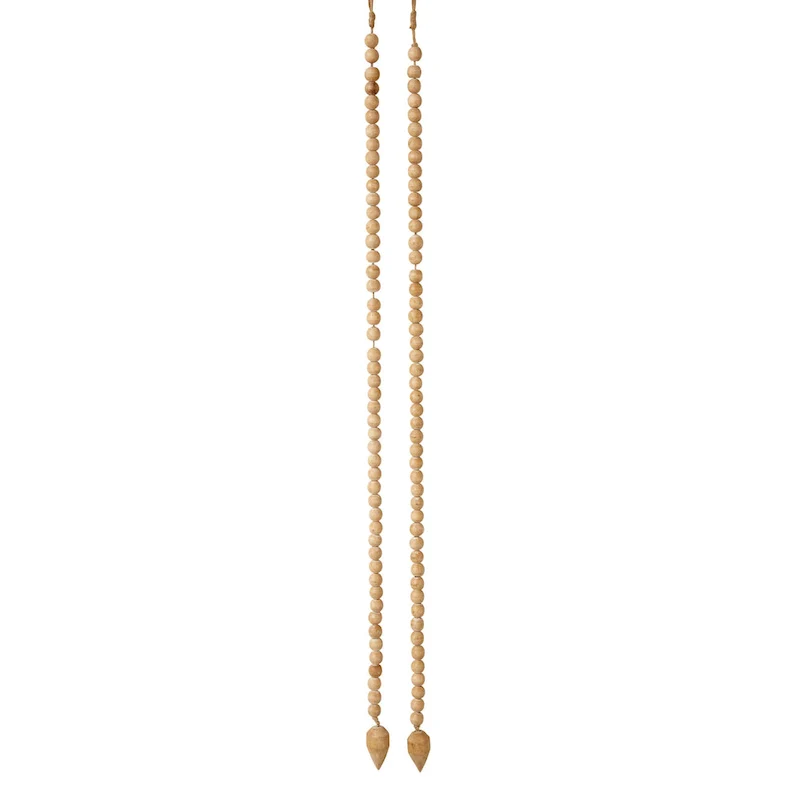 Wood Bead Strand with Decorative Wood Bead Drop