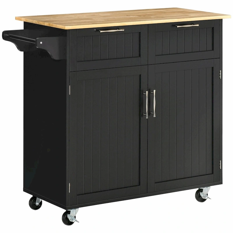 Modern 41 Rolling Kitchen Island on Wheels