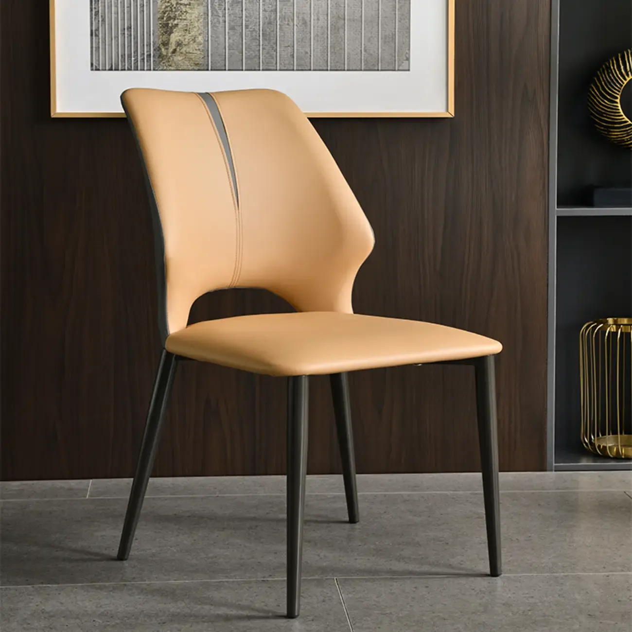 Modern Faux Leather Open Back Armless Dining Chair