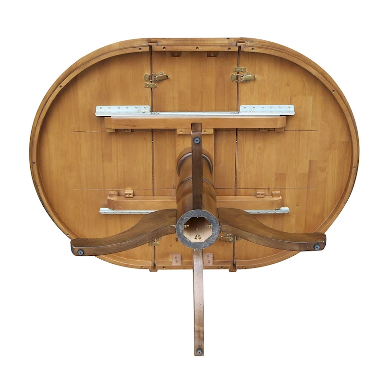 36 Round Pedestal Table with 12 Leaf in Pecan