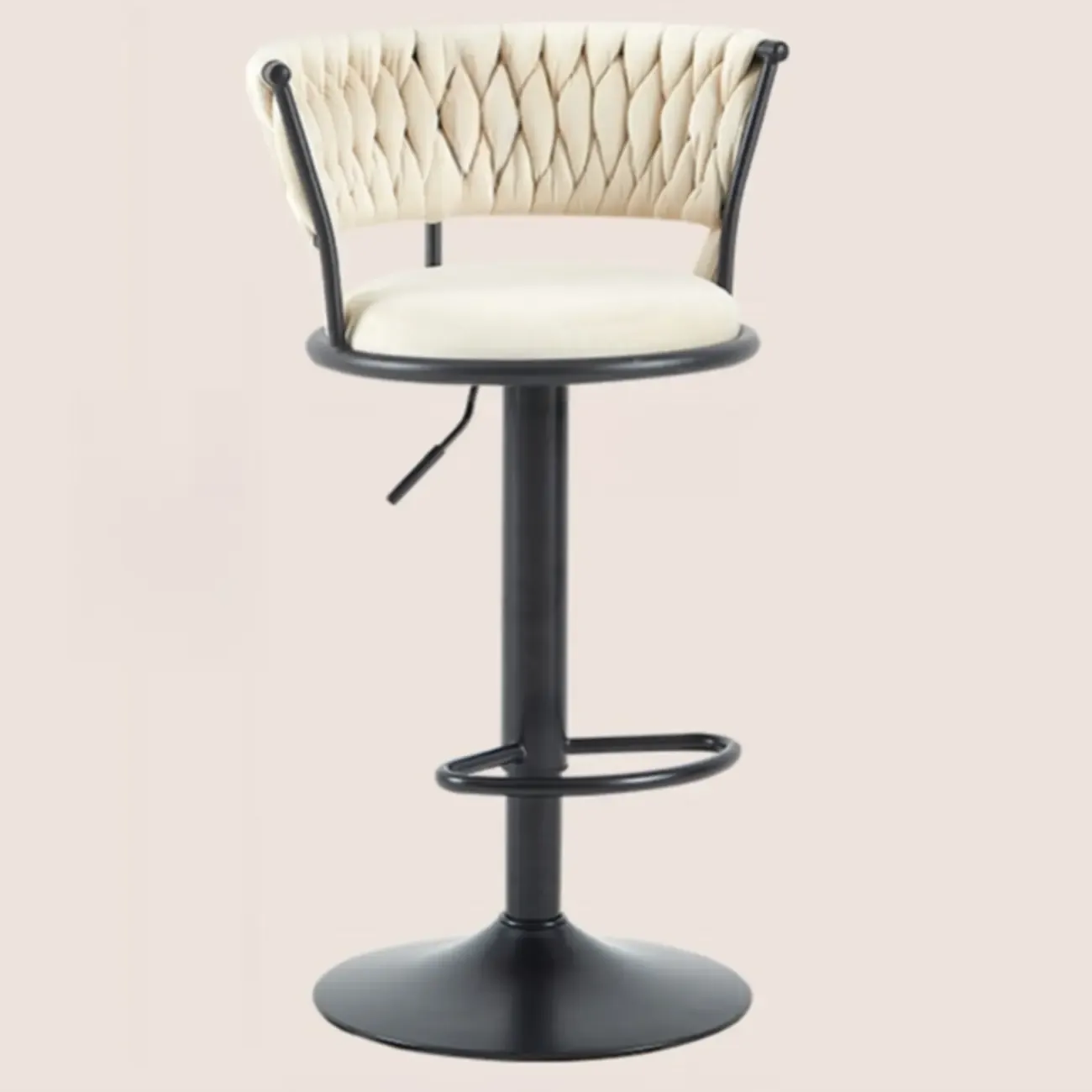 Adjustable Flannel Curved Back Bar Stools with Gold Base