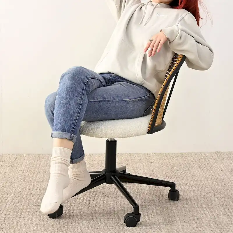 Boucle Rattan Task Chair