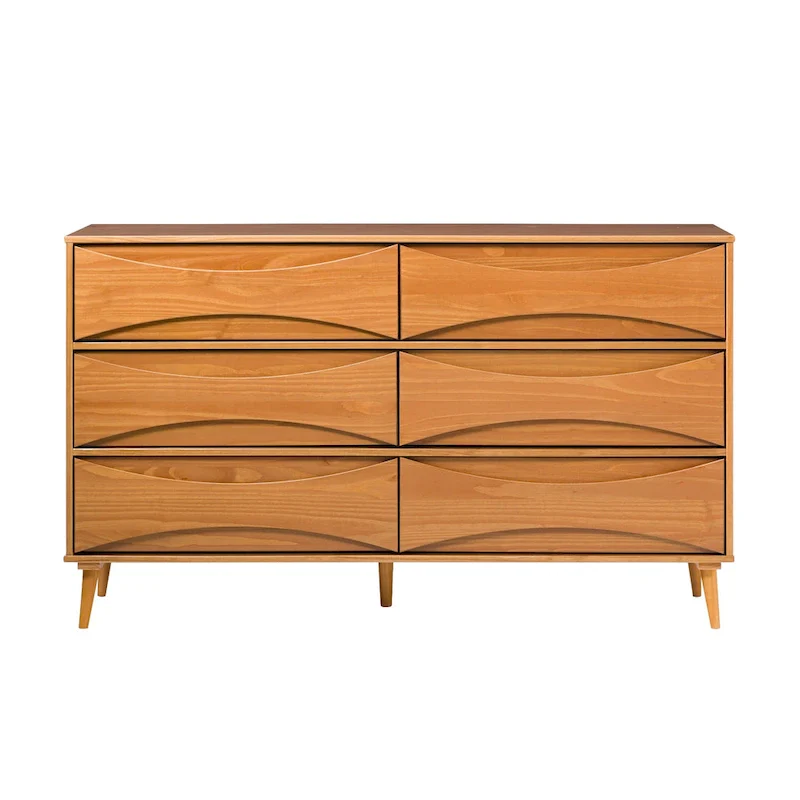 Mid-Century 6-Drawer Solid Wood Dresser