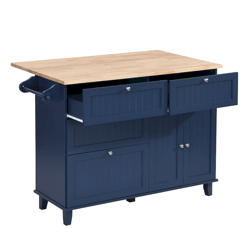 Topmax Farmhouse Kitchen Island Set With Drop Leaf And 2 Seatings