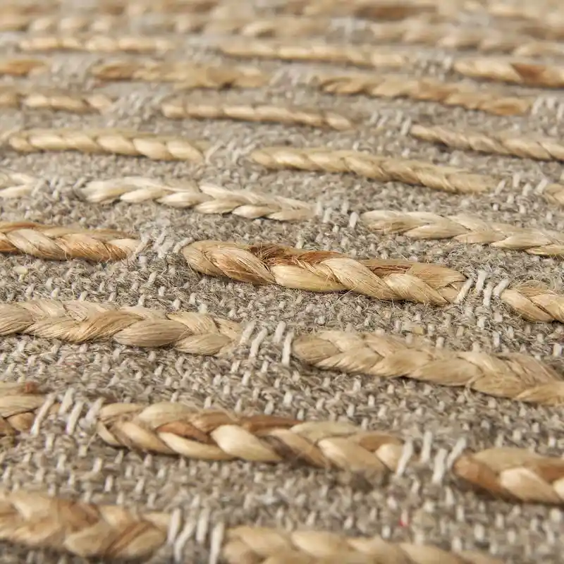 Mercana Binita Grey / Brown Hemp Wool & Cotton Square Pouf