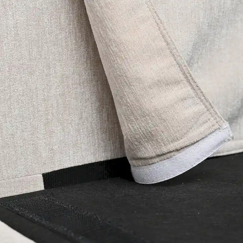 Beige 107.87 Spacious 4-Seater Sofa with Movable Ottoman