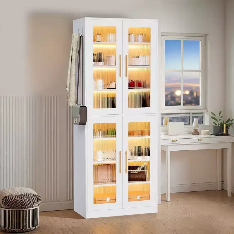 MAYEERTY Shoe Storage Cabinet with Remote-Controlled LED Lights for Smart Home Decor