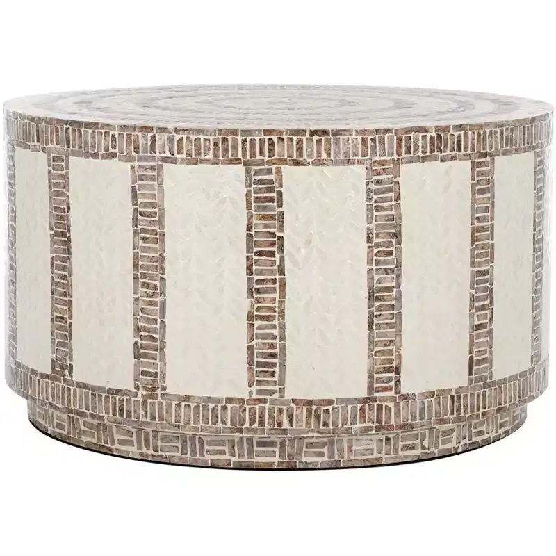 Keary Round Coffee Table - White/Gold - Safavieh