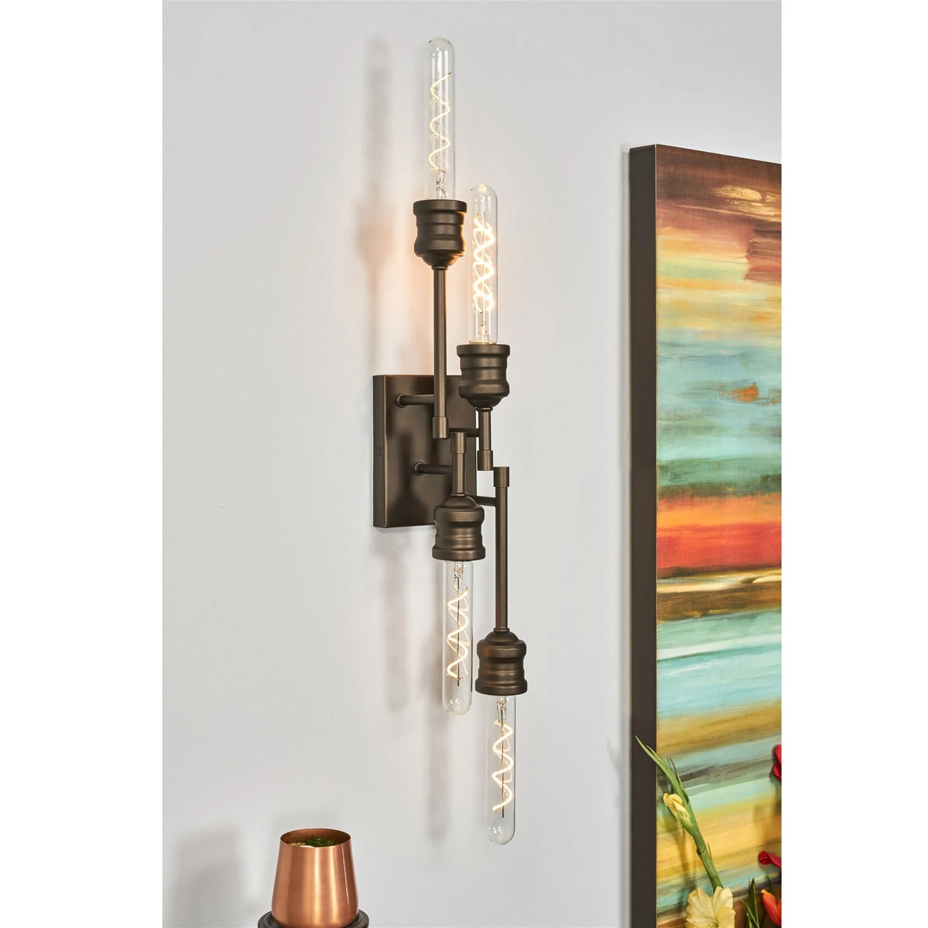 Quattro 19 Modern Industrial 4-Light Linear Vanity Light